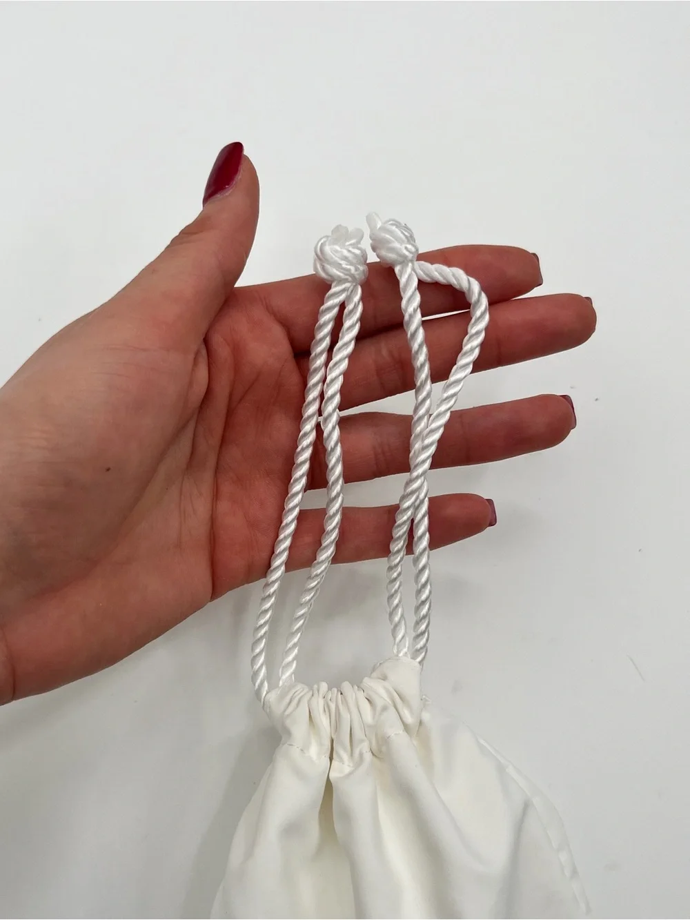 Chanel Le Blanc White Satin Drawstring Pouch dust bag designer packaging